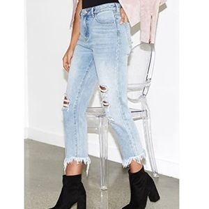 Kendall and Kylie High Rise Waisted medium wash Blue Jeans distressed size 5 - 6